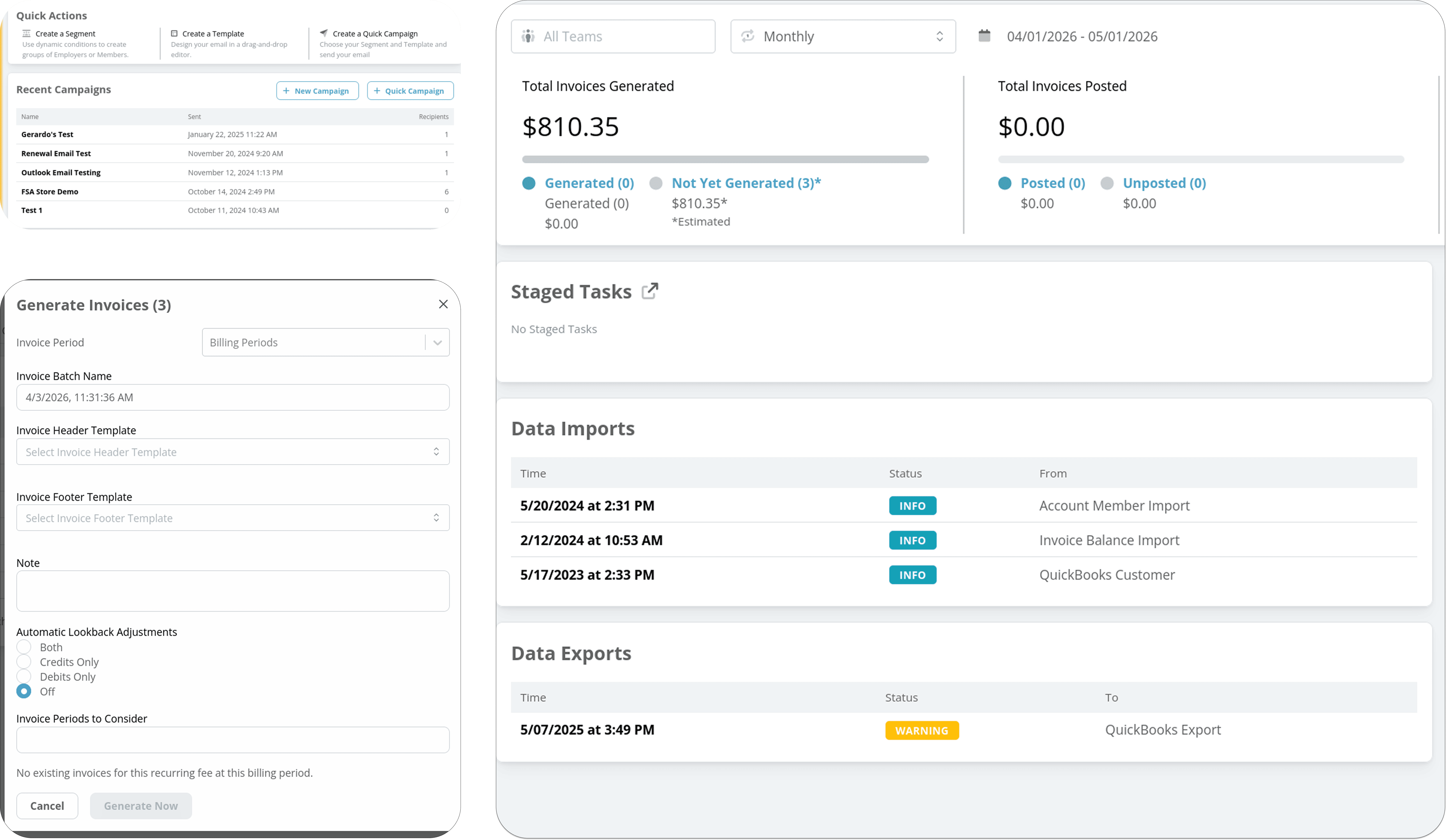 TPA Stream invoicing workflow screens